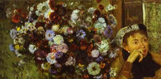 Kobieta z chryzantemami