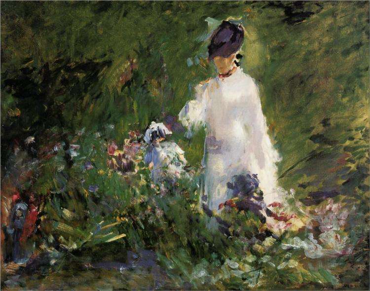 Obraz Manet - Młoda kobieta wśród kwiatów
