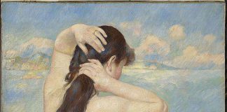 Bather arranging her hair